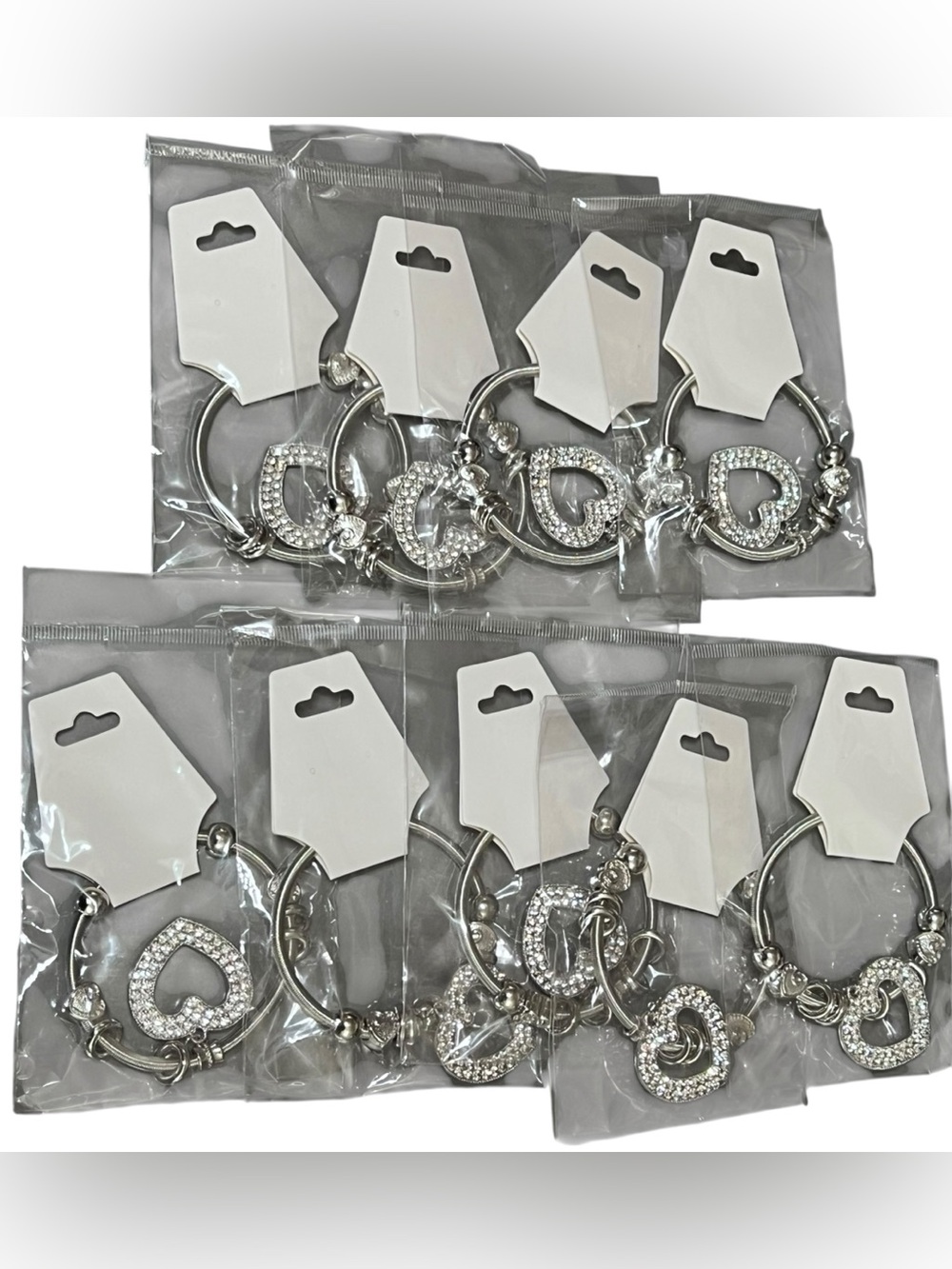 9pc Bracelet Set Silver Toned